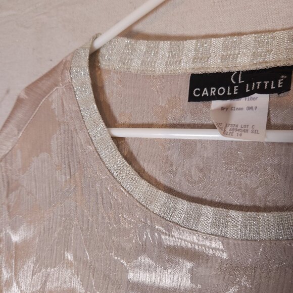 Carole Little Button Blouse Womens Size 14 Long Sleeve Floral Shiny Textured USA - Picture 11 of 14